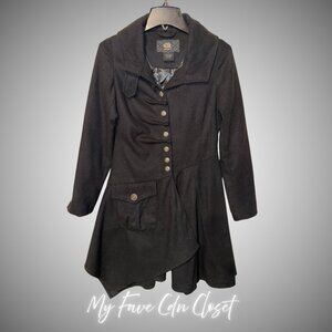 QED London Asymmetric Ladies ladies long Black Coat**Sz XS